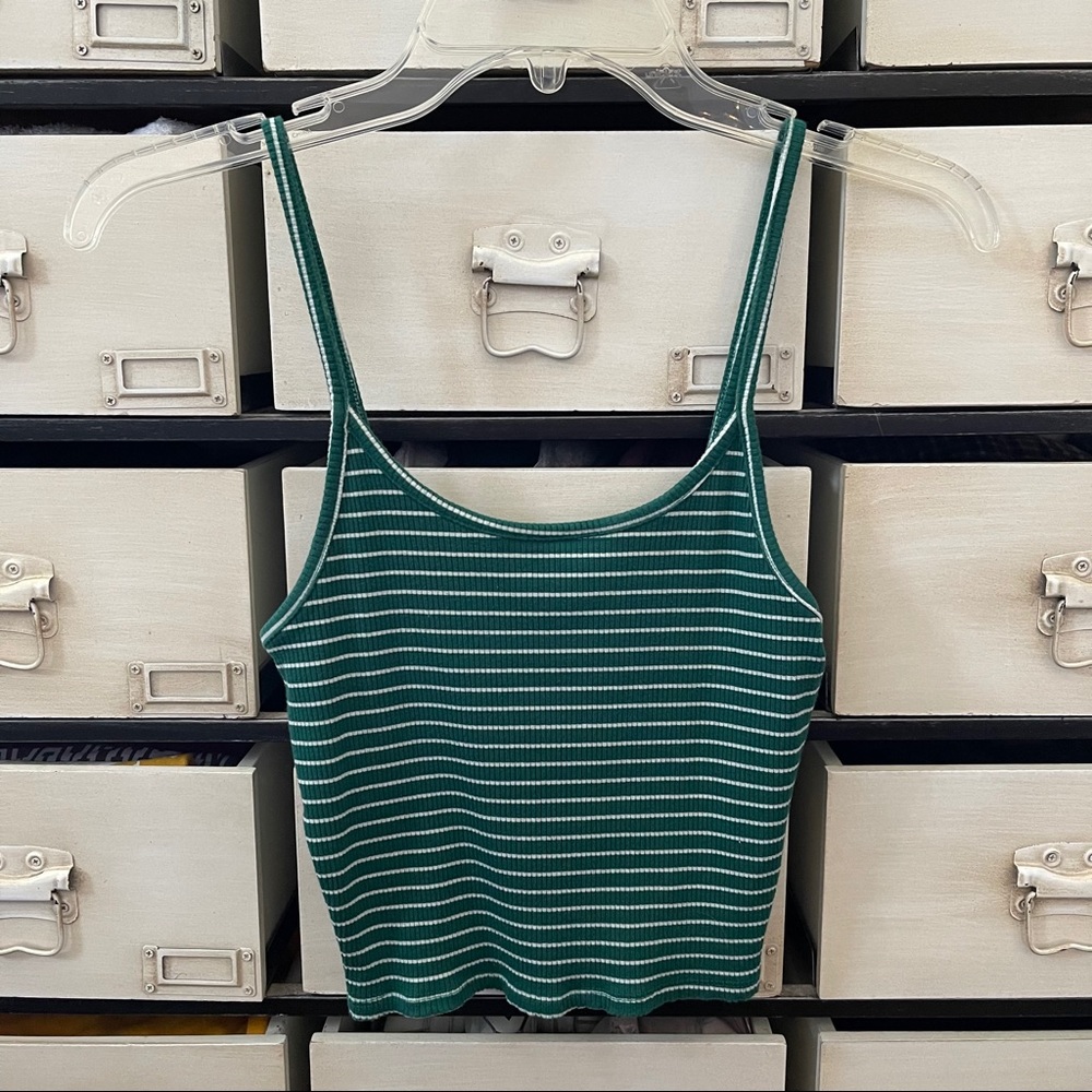 aeo green striped tank top